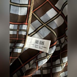 Bill Blass 100% Silk Scarf Rectangle 13" x 55" Brown and gray